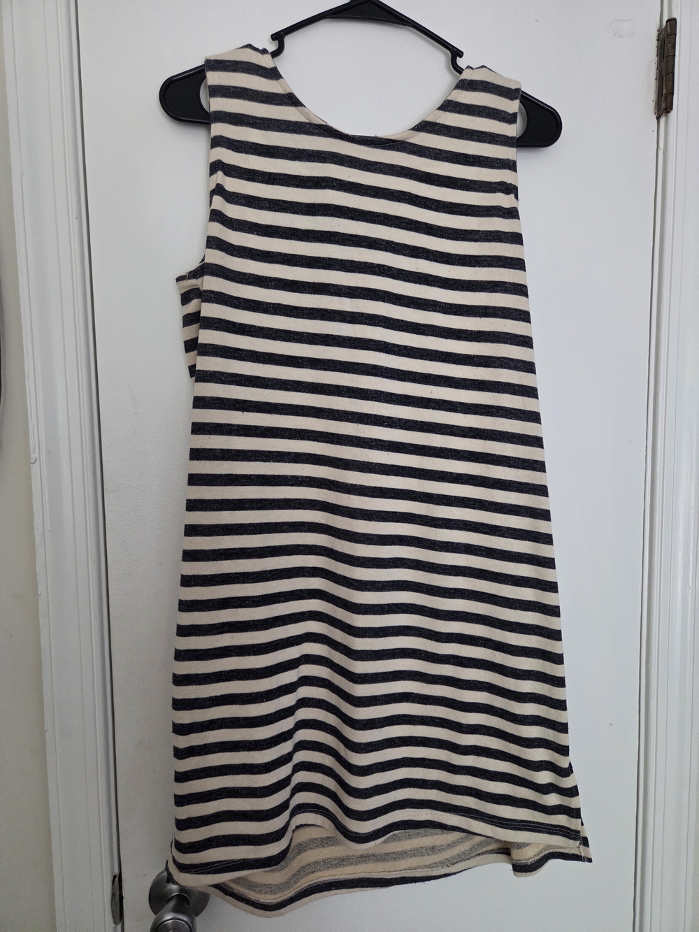 Thyme & Honey Striped French Terry Tunic Dress Lace-Up Back Medium M